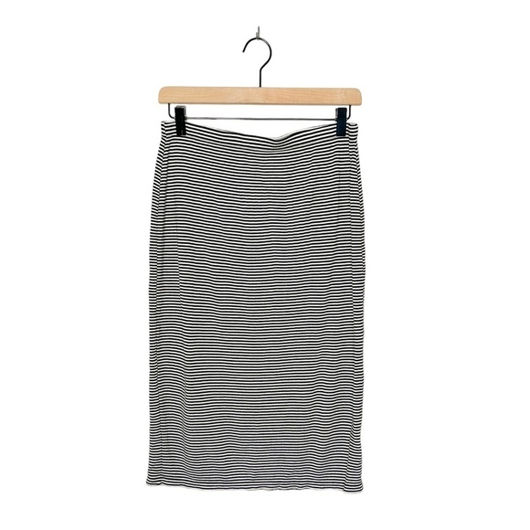 Max Studio Nordstrom Stretchy Knit Black White Stripe Pencil Skirt Small S - Picture 1 of 8